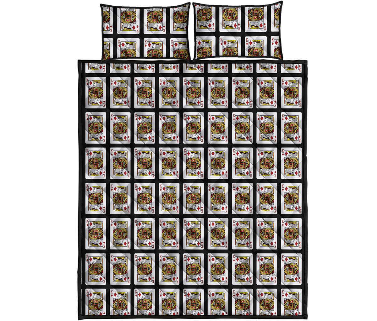 King Of Diamonds Playing Card Pattern Print Quilt Bed Set