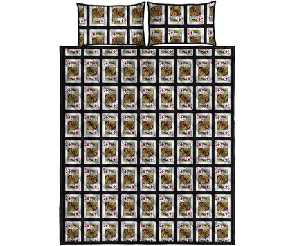 King Of Diamonds Playing Card Pattern Print Quilt Bed Set
