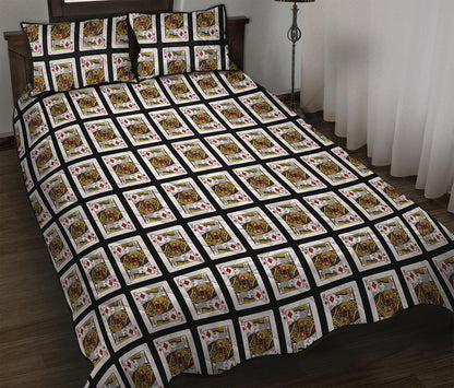 King Of Diamonds Playing Card Pattern Print Quilt Bed Set