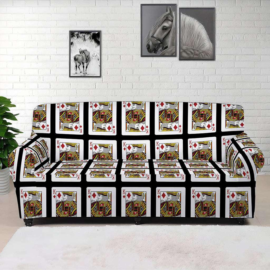 King Of Diamonds Playing Card Pattern Print Sofa Cover