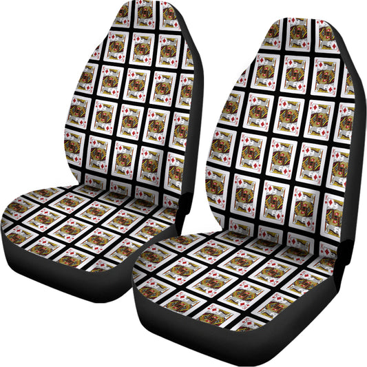 King Of Diamonds Playing Card Pattern Print Universal Fit Car Seat Covers