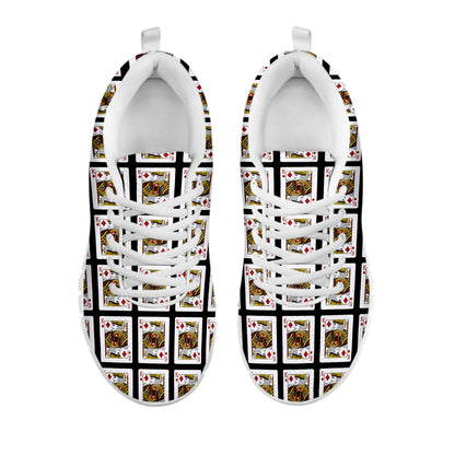 King Of Diamonds Playing Card Pattern Print White Sneakers