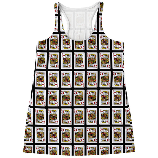 King Of Diamonds Playing Card Pattern Print Women's Racerback Tank Top