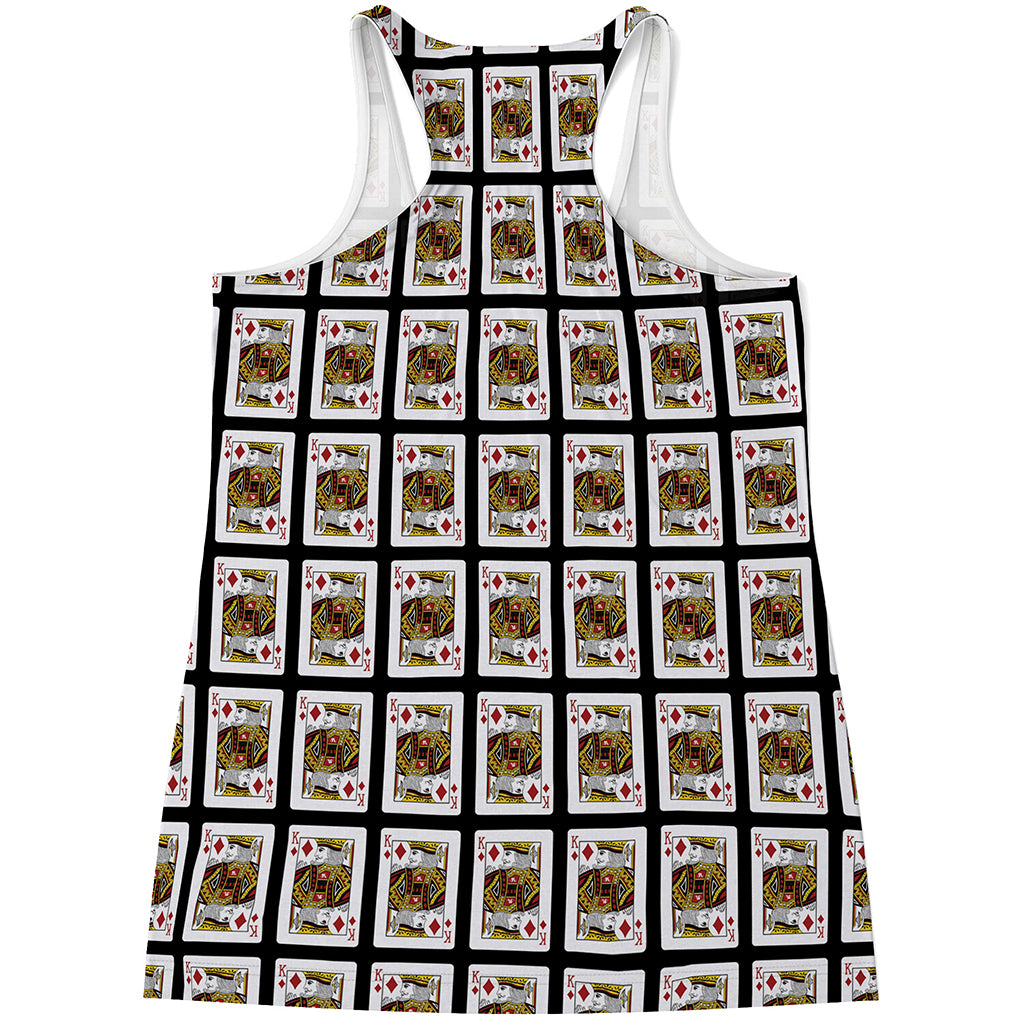 King Of Diamonds Playing Card Pattern Print Women's Racerback Tank Top