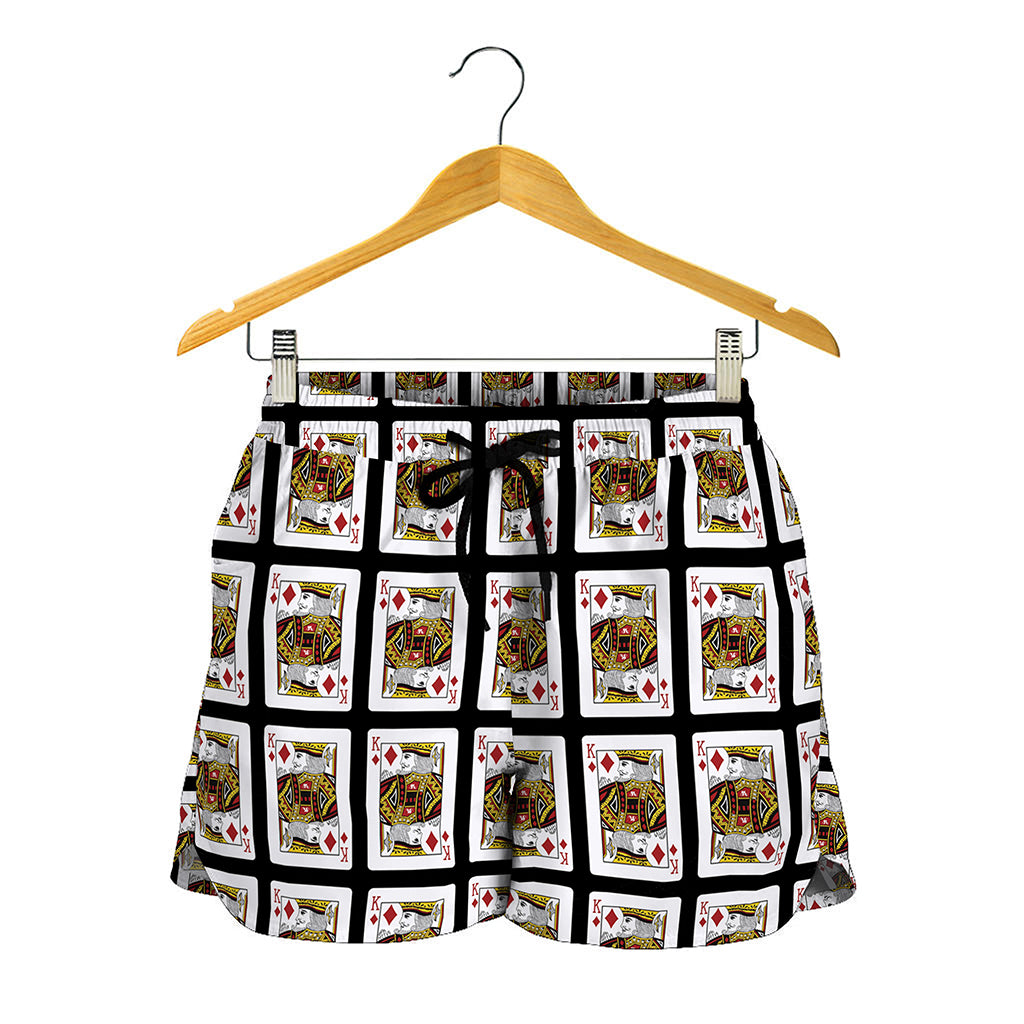 King Of Diamonds Playing Card Pattern Print Women's Shorts