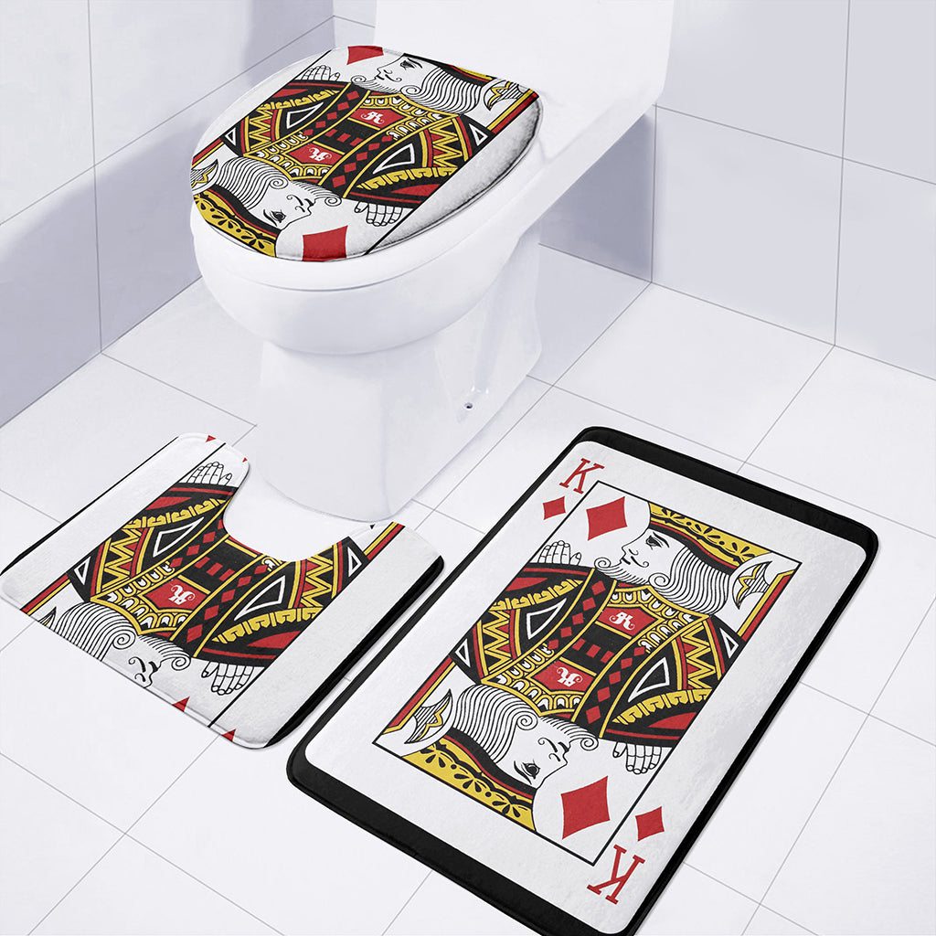 King Of Diamonds Playing Card Print 3 Piece Bath Mat Set