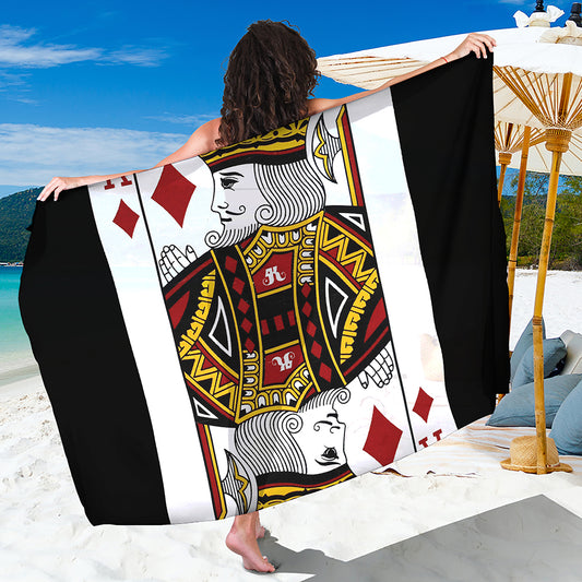 King Of Diamonds Playing Card Print Beach Sarong Wrap