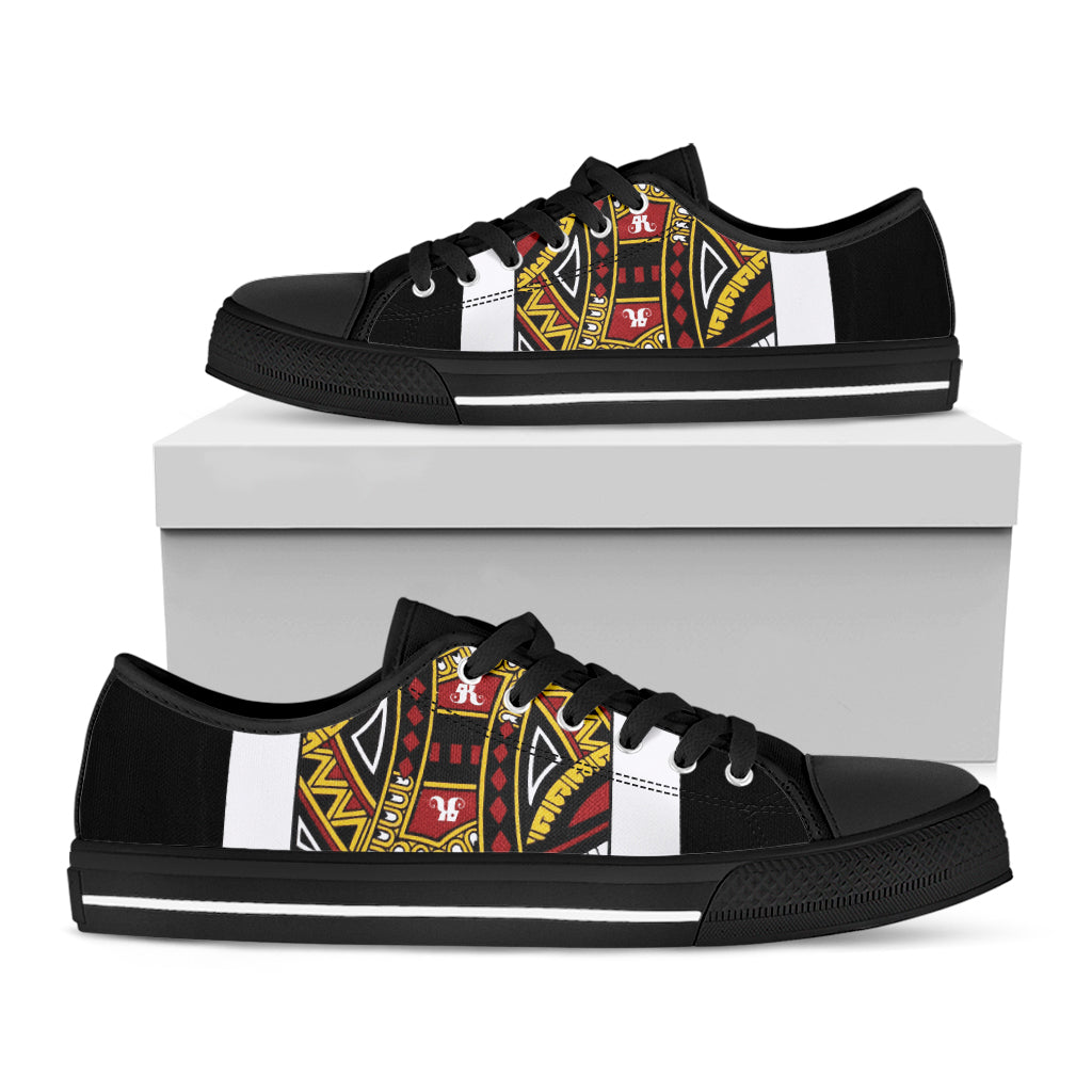 King Of Diamonds Playing Card Print Black Low Top Shoes 