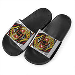 King Of Diamonds Playing Card Print Black Slide Sandals