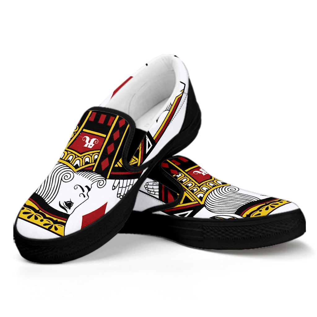 King Of Diamonds Playing Card Print Black Slip On Shoes