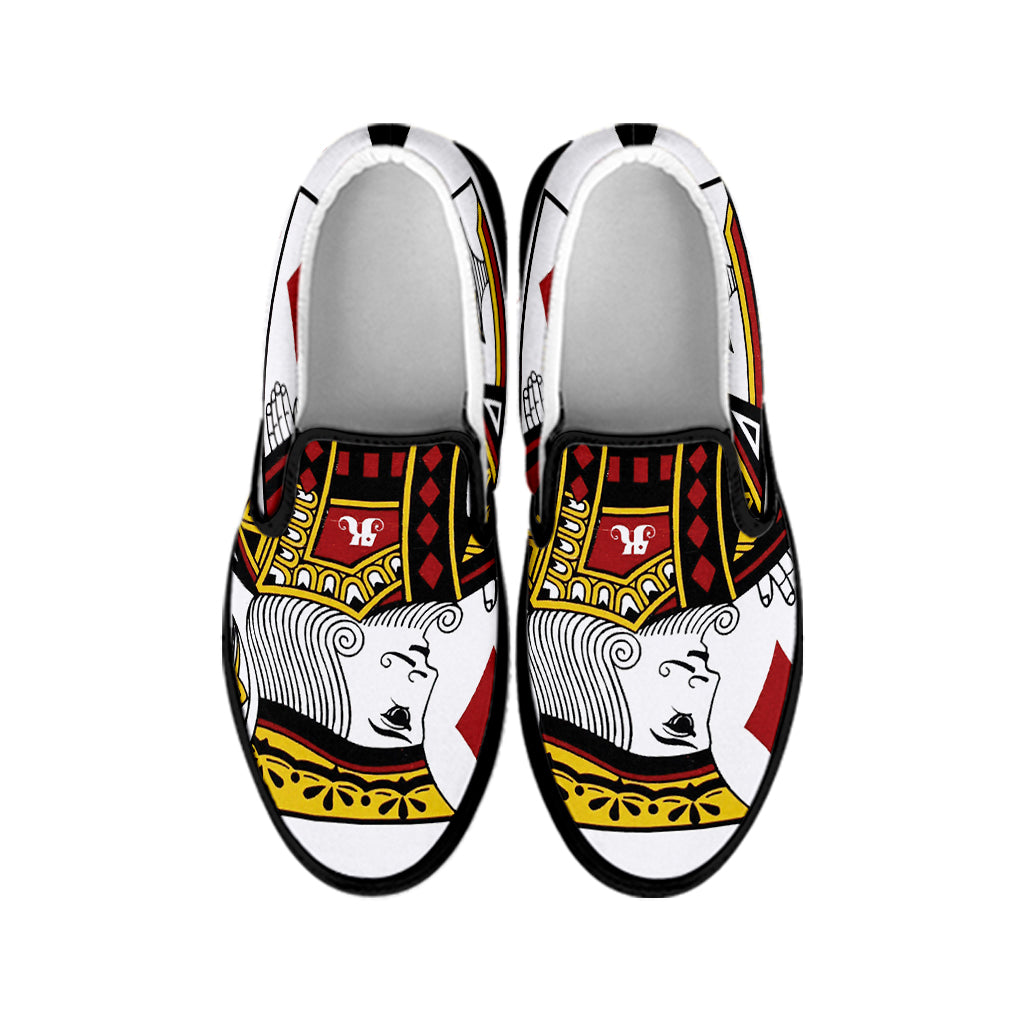 King Of Diamonds Playing Card Print Black Slip On Shoes
