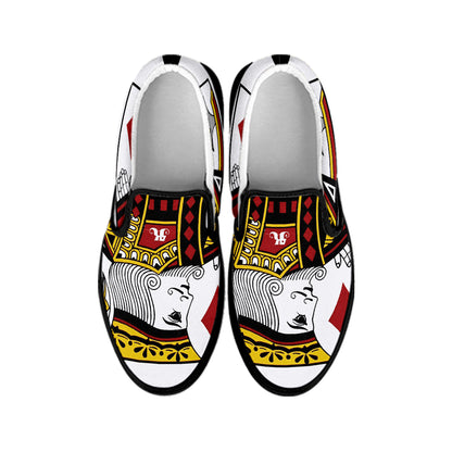 King Of Diamonds Playing Card Print Black Slip On Shoes