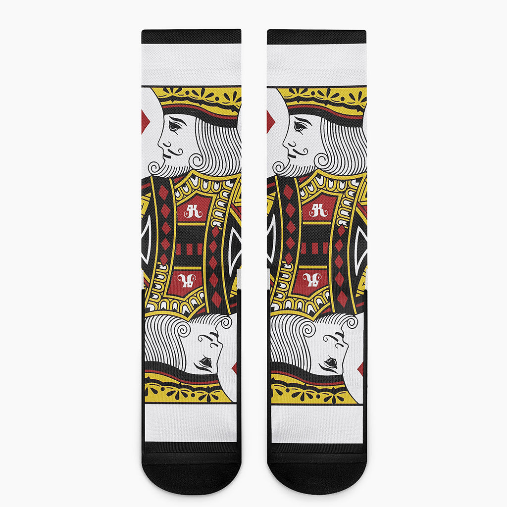 King Of Diamonds Playing Card Print Crew Socks