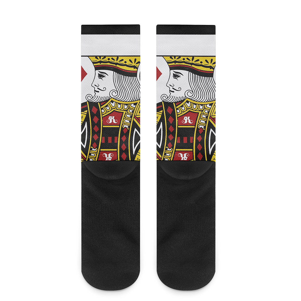 King Of Diamonds Playing Card Print Crew Socks