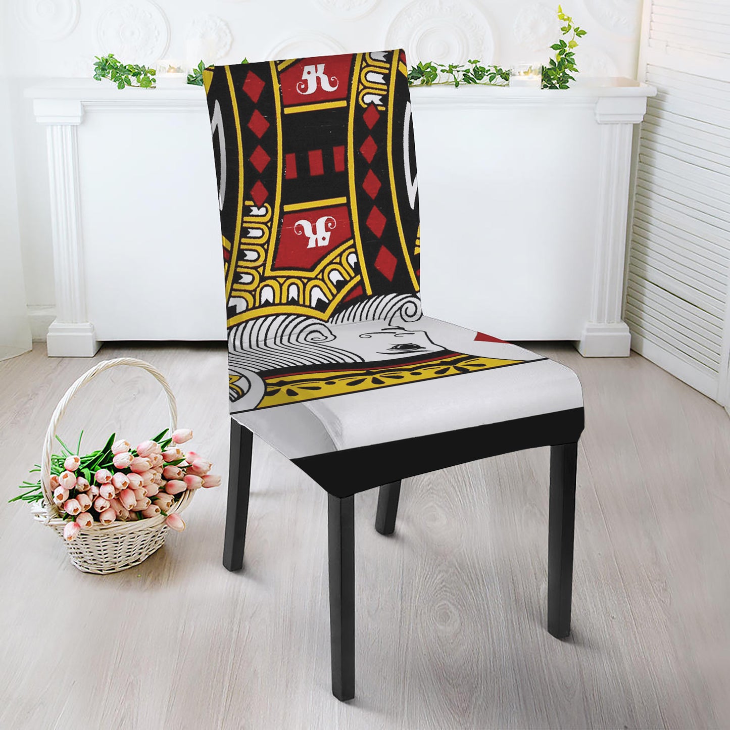 King Of Diamonds Playing Card Print Dining Chair Slipcover