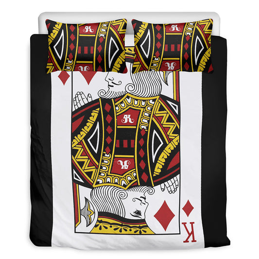 King Of Diamonds Playing Card Print Duvet Cover Bedding Set