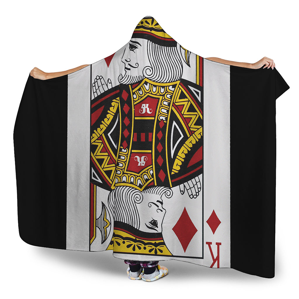 King Of Diamonds Playing Card Print Hooded Blanket