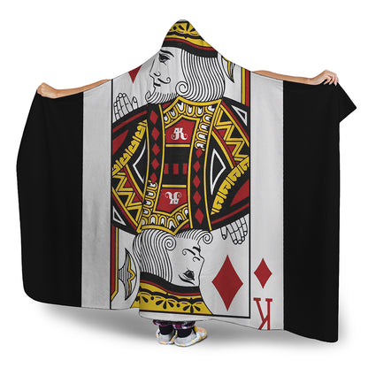 King Of Diamonds Playing Card Print Hooded Blanket