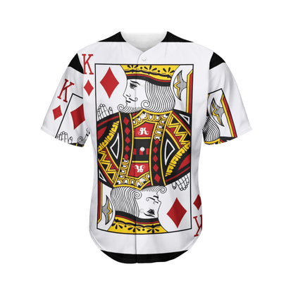 King Of Diamonds Playing Card Print Men's Baseball Jersey