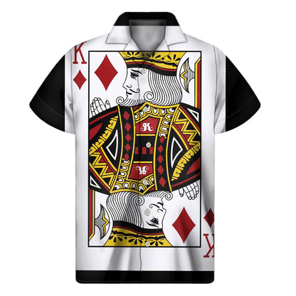 King Of Diamonds Playing Card Print Men's Short Sleeve Shirt