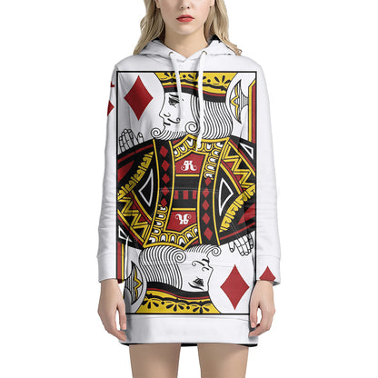 King Of Diamonds Playing Card Print Pullover Hoodie Dress