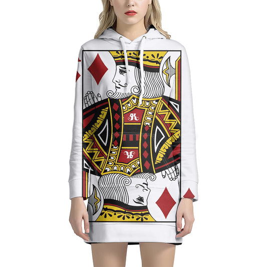 King Of Diamonds Playing Card Print Pullover Hoodie Dress