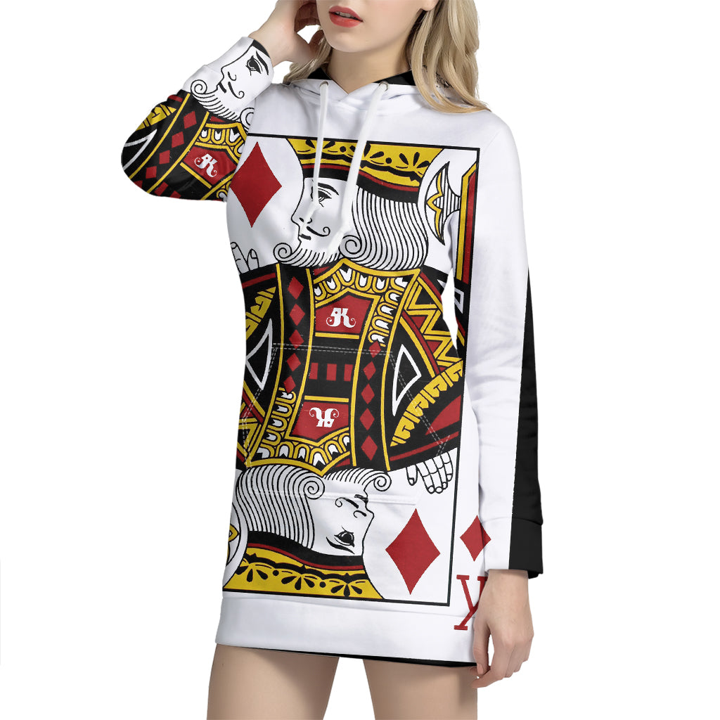 King Of Diamonds Playing Card Print Pullover Hoodie Dress