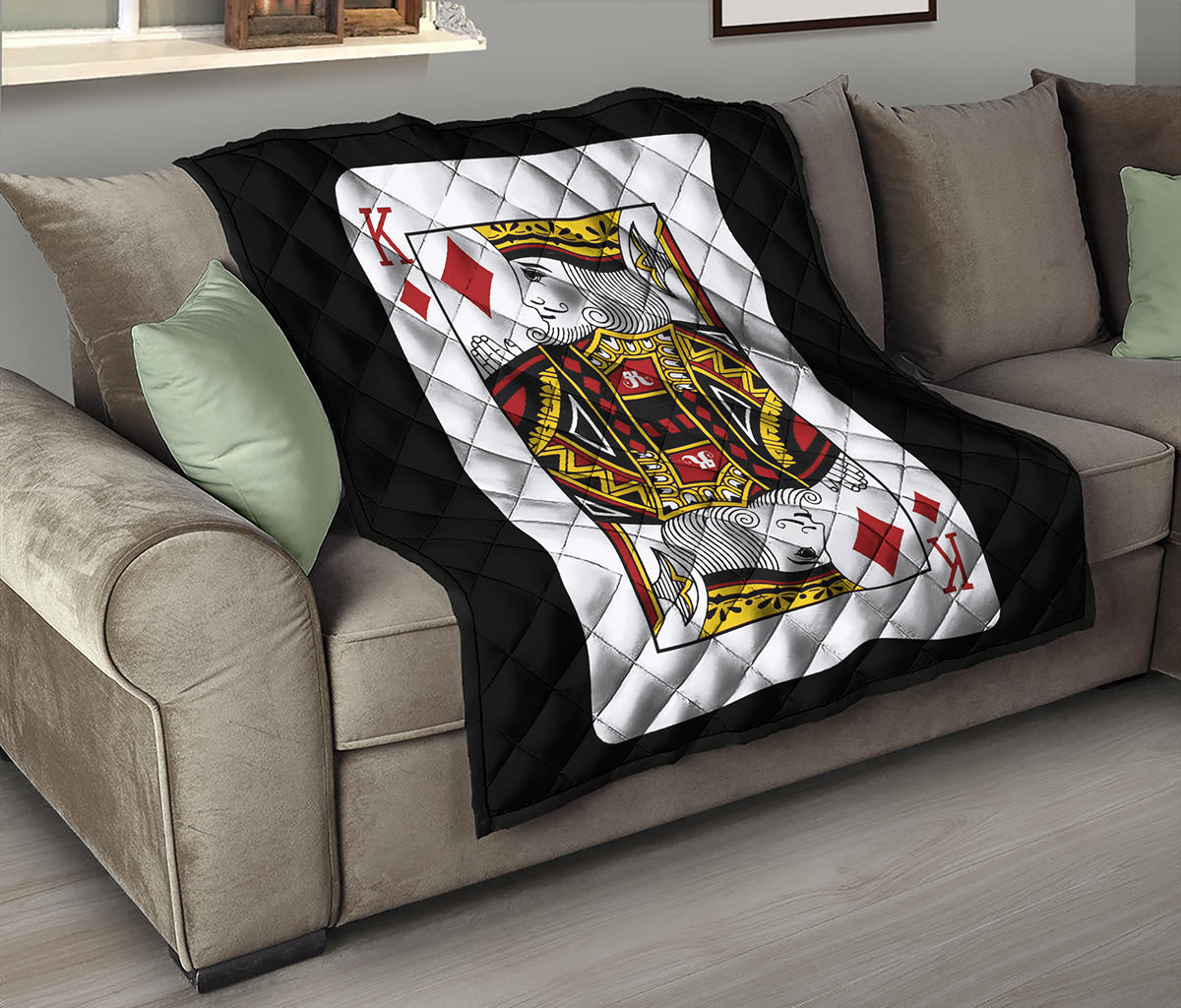 King Of Diamonds Playing Card Print Quilt