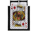 King Of Diamonds Playing Card Print Quilt Bed Set