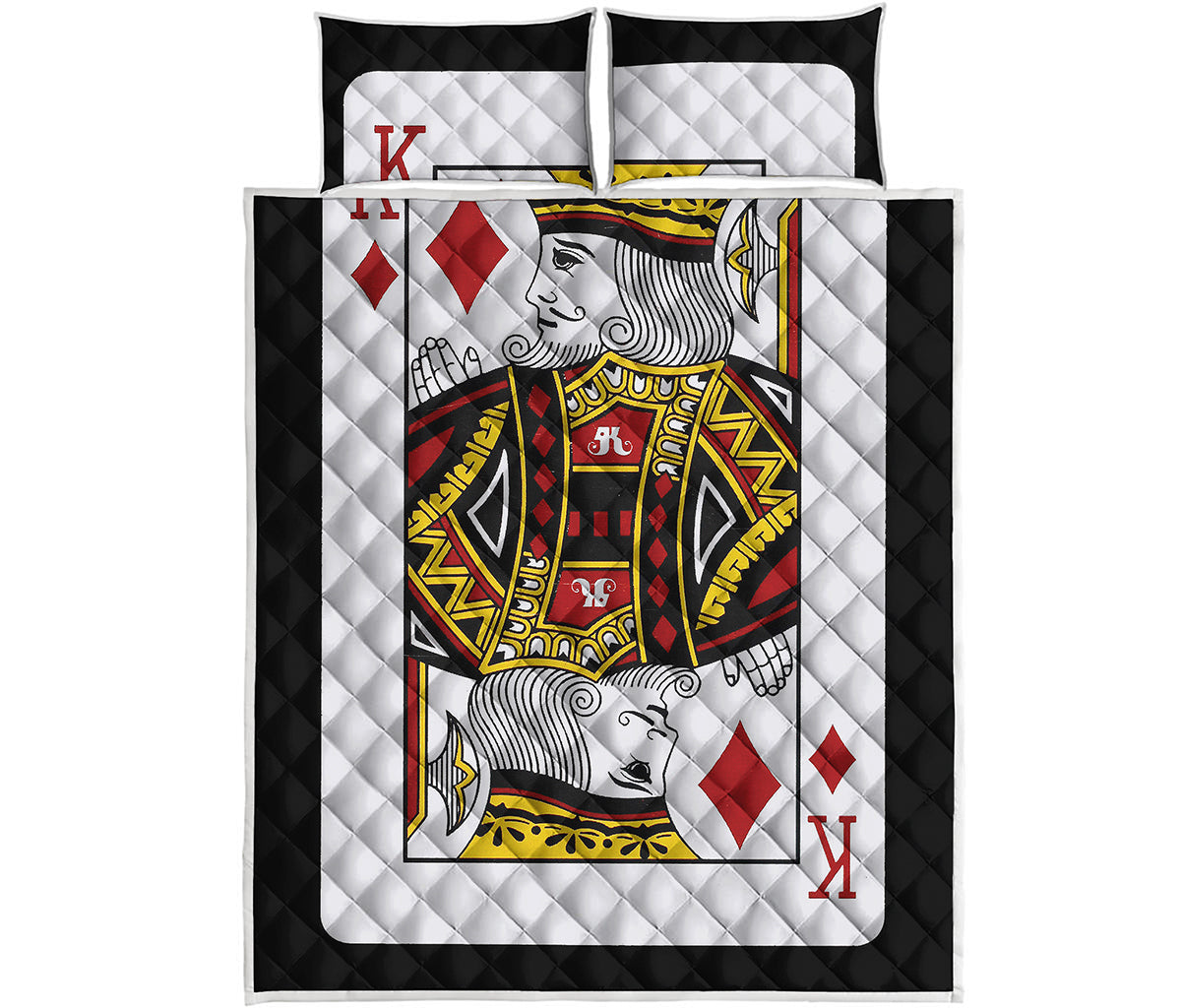 King Of Diamonds Playing Card Print Quilt Bed Set