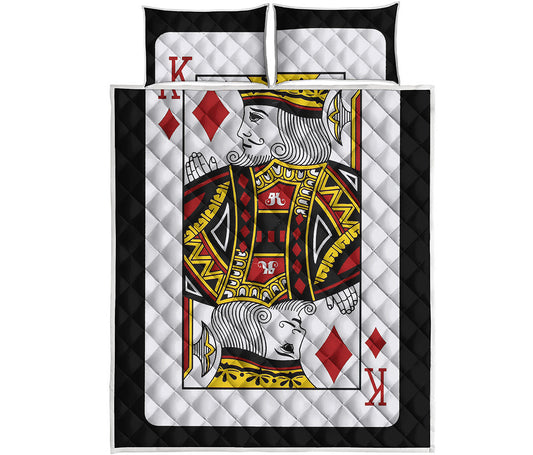King Of Diamonds Playing Card Print Quilt Bed Set