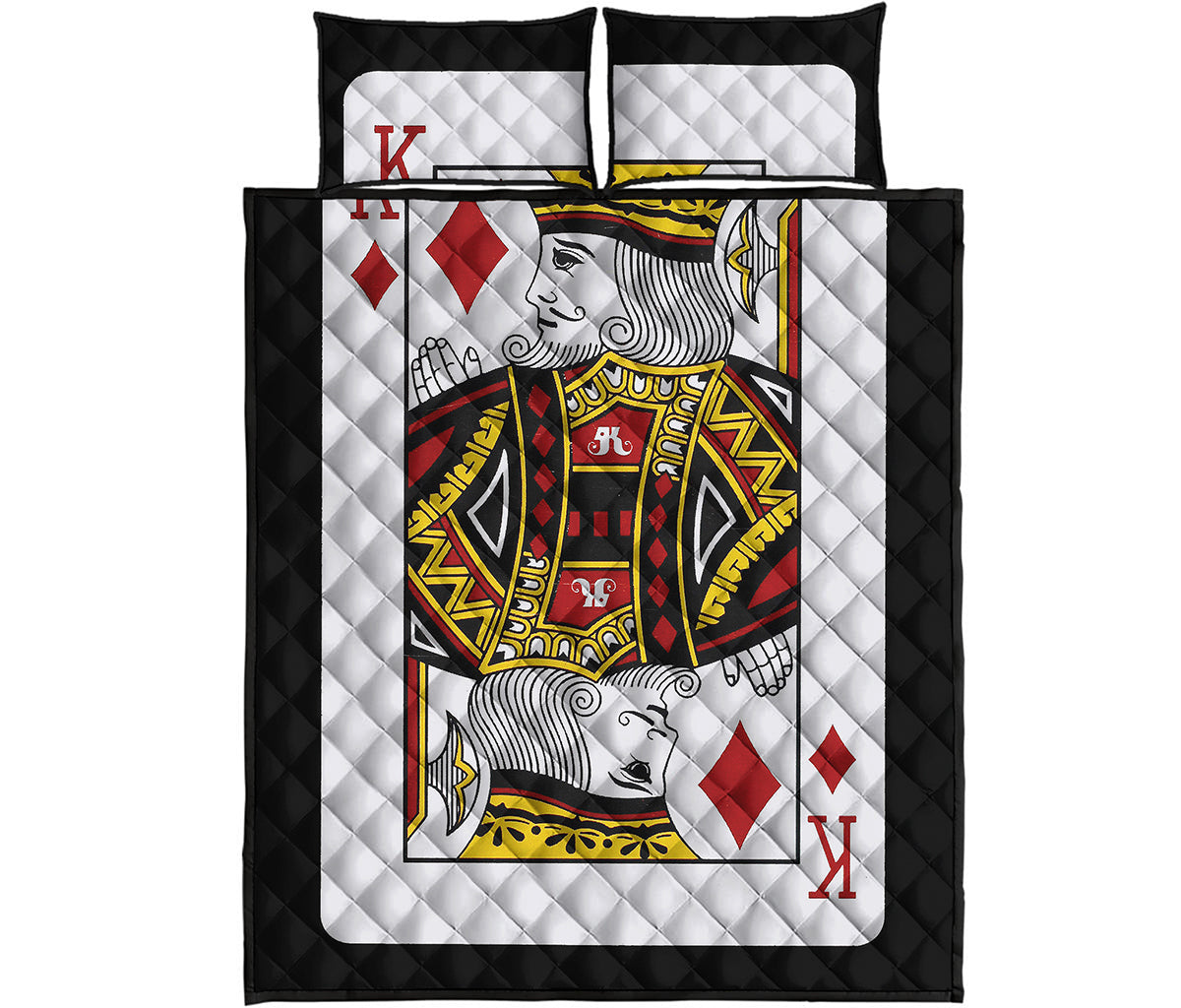 King Of Diamonds Playing Card Print Quilt Bed Set