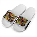 King Of Diamonds Playing Card Print White Slide Sandals