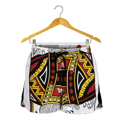 King Of Diamonds Playing Card Print Women's Shorts