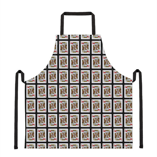 King Of Hearts Playing Card Pattern Print Apron