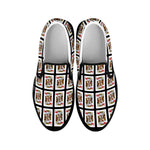 King Of Hearts Playing Card Pattern Print Black Slip On Shoes