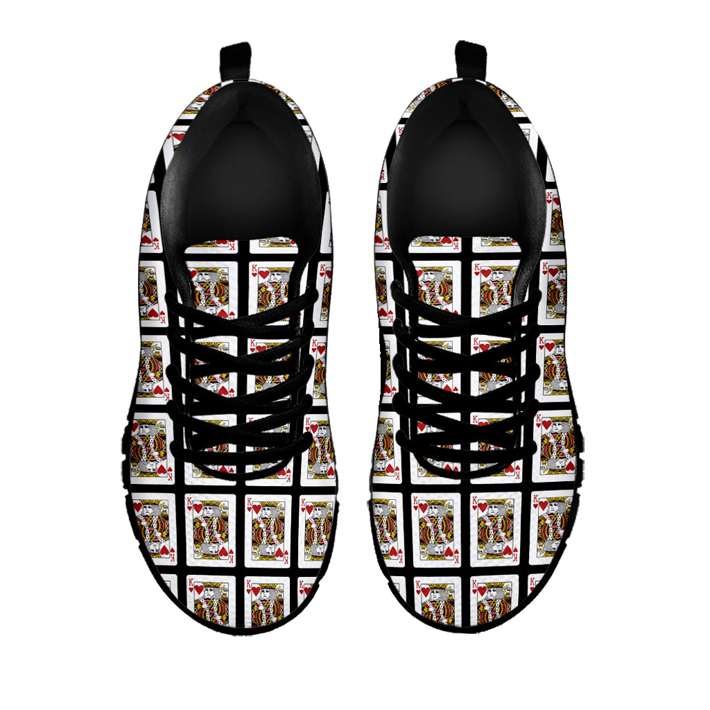 King Of Hearts Playing Card Pattern Print Black Sneakers