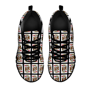 King Of Hearts Playing Card Pattern Print Black Sneakers