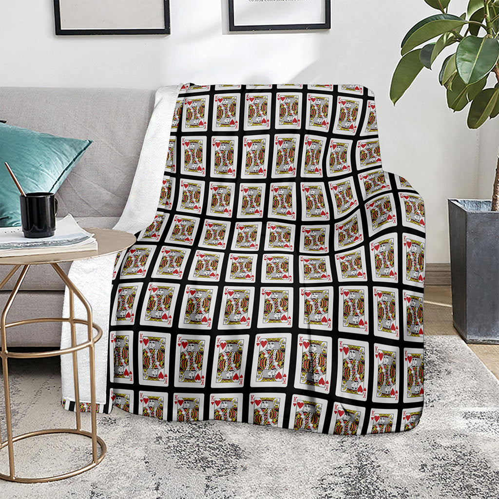 King Of Hearts Playing Card Pattern Print Blanket