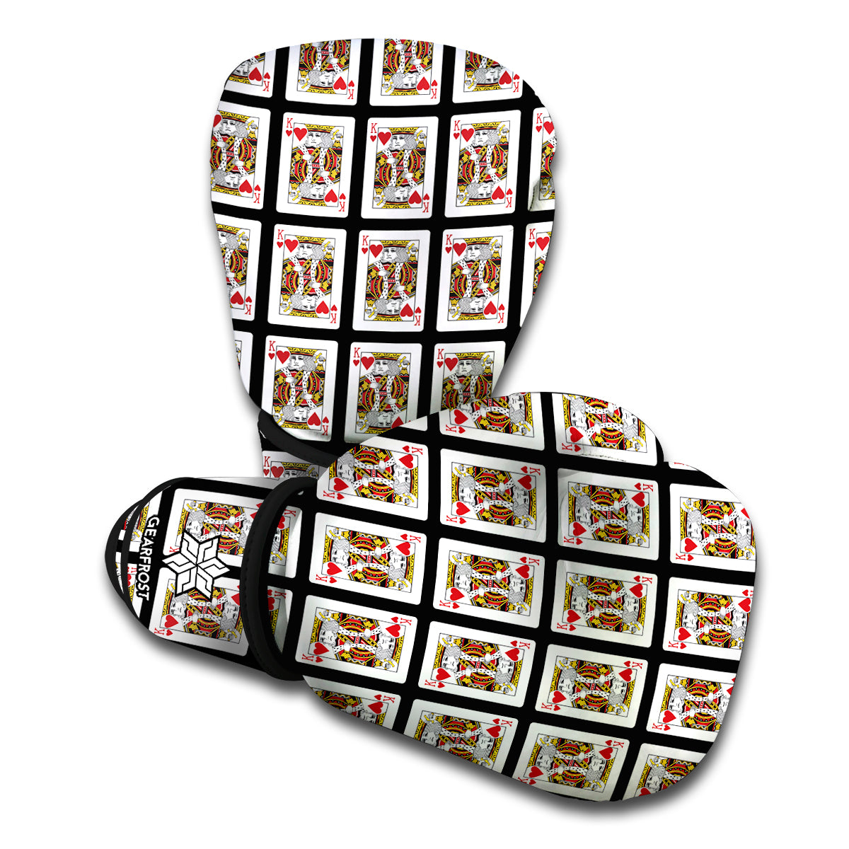 King Of Hearts Playing Card Pattern Print Boxing Gloves