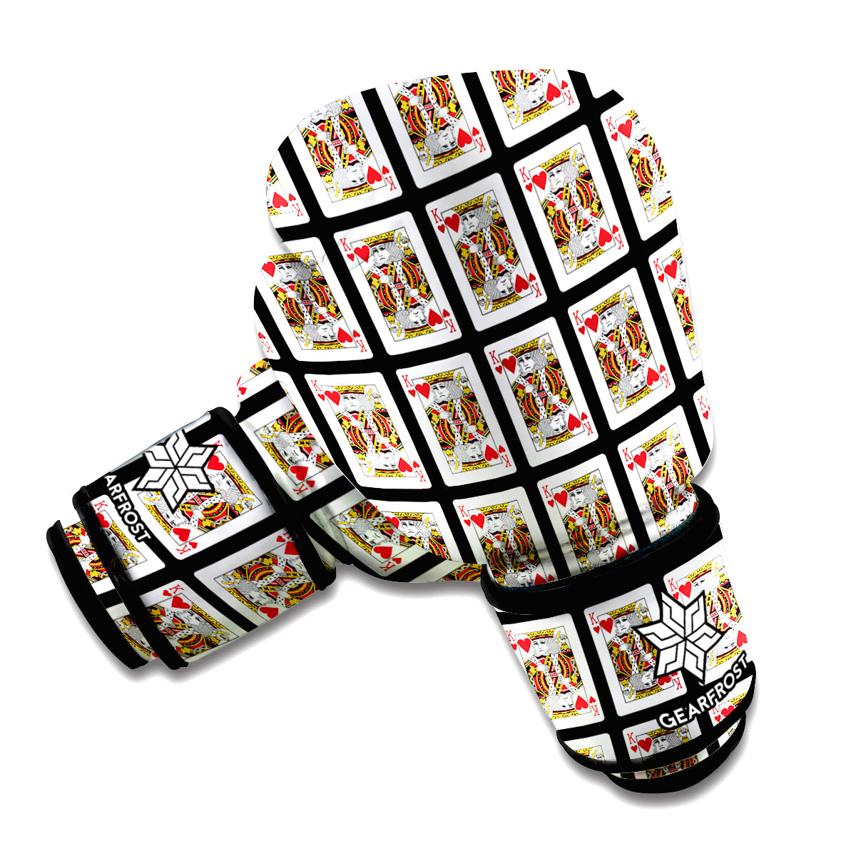 King Of Hearts Playing Card Pattern Print Boxing Gloves