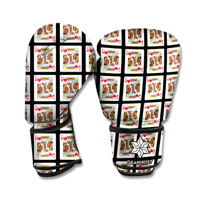King Of Hearts Playing Card Pattern Print Boxing Gloves