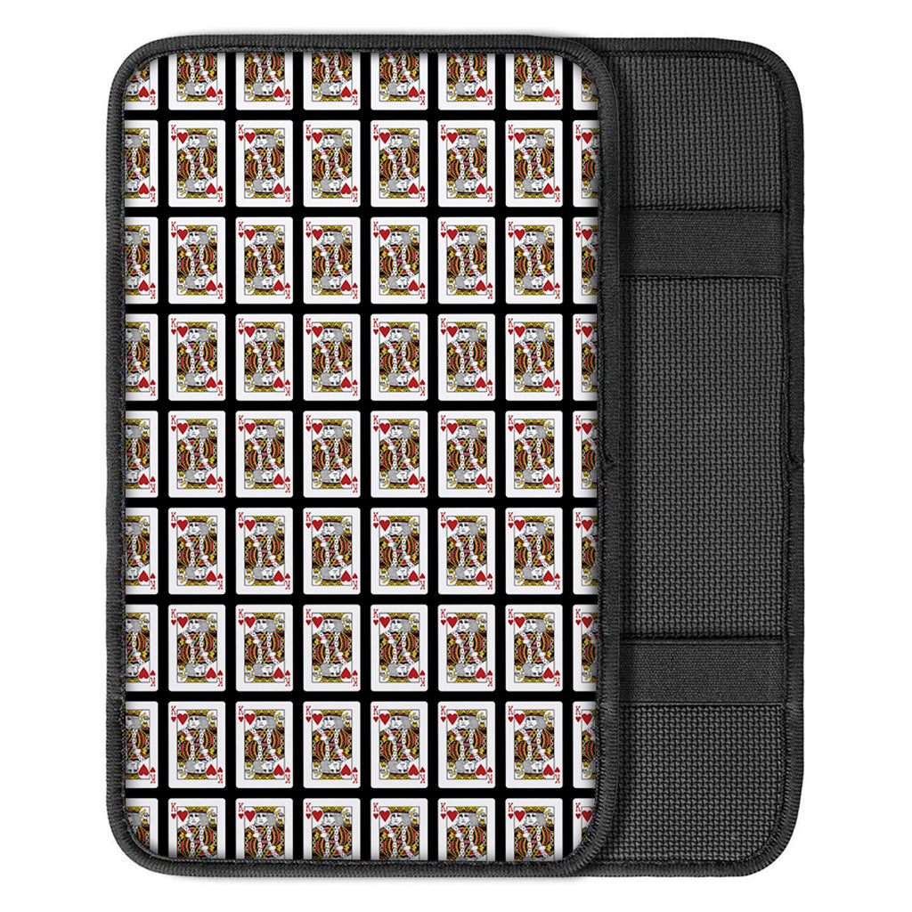 King Of Hearts Playing Card Pattern Print Car Center Console Cover