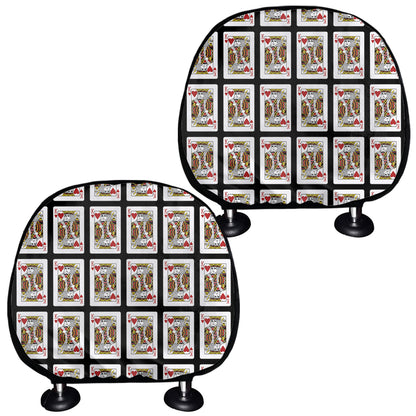 King Of Hearts Playing Card Pattern Print Car Headrest Covers