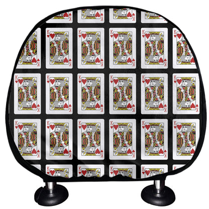 King Of Hearts Playing Card Pattern Print Car Headrest Covers