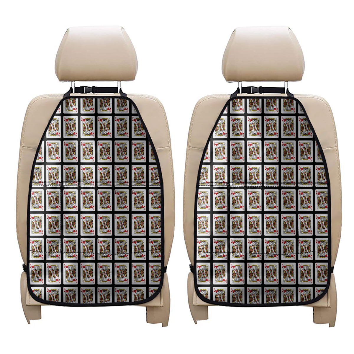King Of Hearts Playing Card Pattern Print Car Seat Organizers