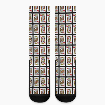 King Of Hearts Playing Card Pattern Print Crew Socks