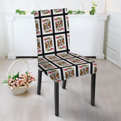 King Of Hearts Playing Card Pattern Print Dining Chair Slipcover