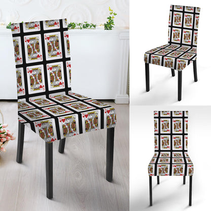 King Of Hearts Playing Card Pattern Print Dining Chair Slipcover