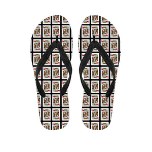 King Of Hearts Playing Card Pattern Print Flip Flops